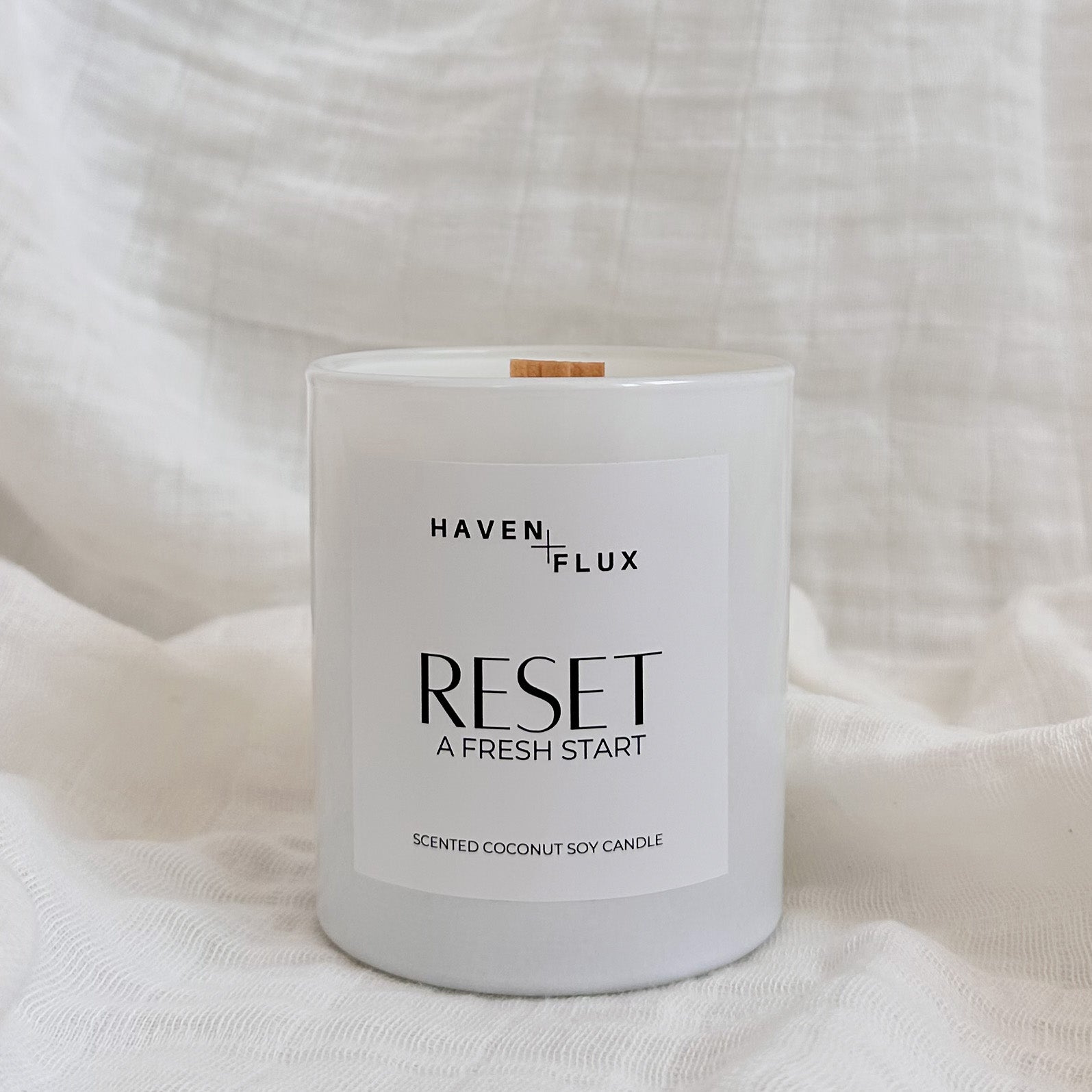 Non-Toxic Coconut Soy Wax Wooden Wick Reset a Fresh Start Intention Candle for Mental Health