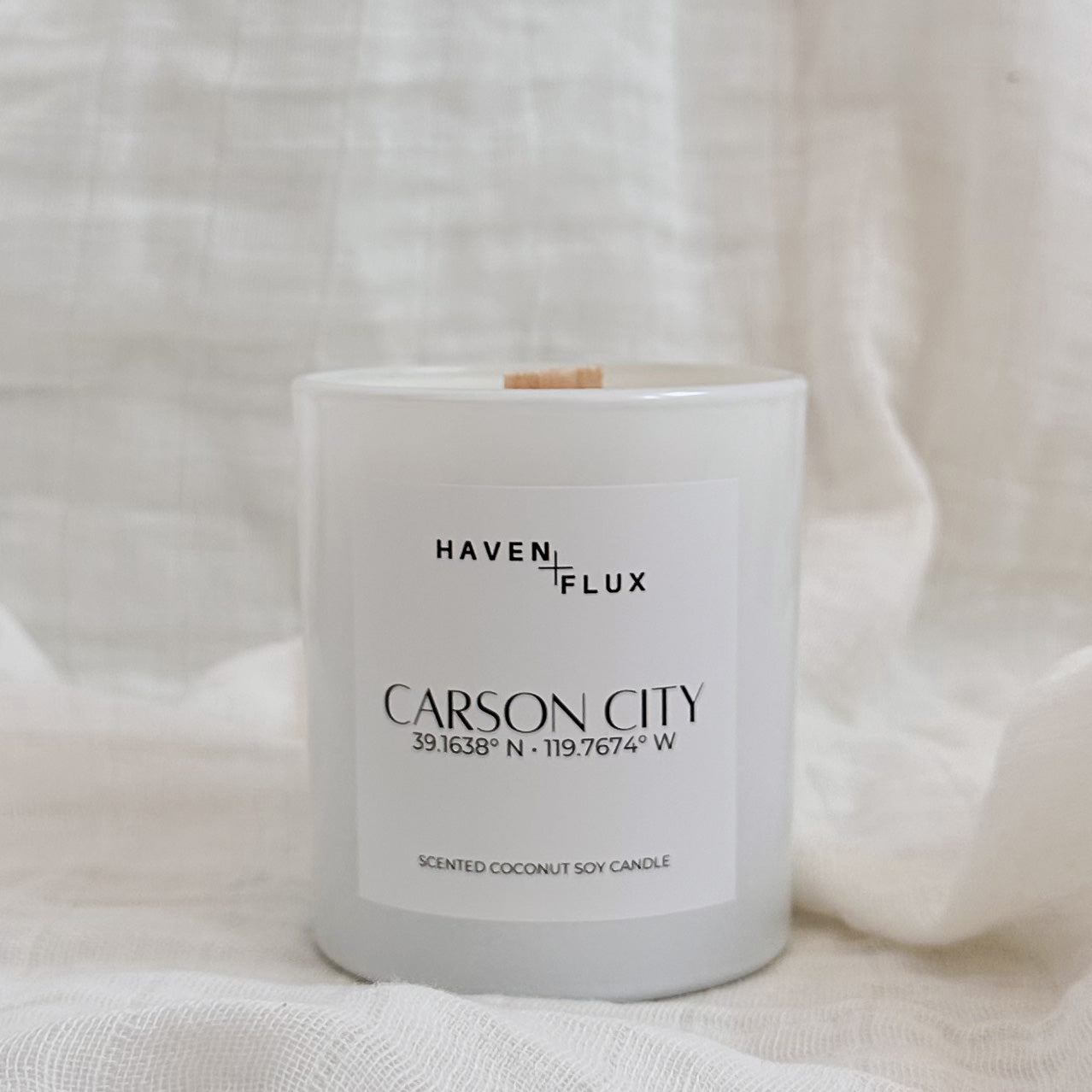 Non-Toxic Coconut Soy Wax Wooden Wick Carson City Nevada Coordinate Candle for Mental Health