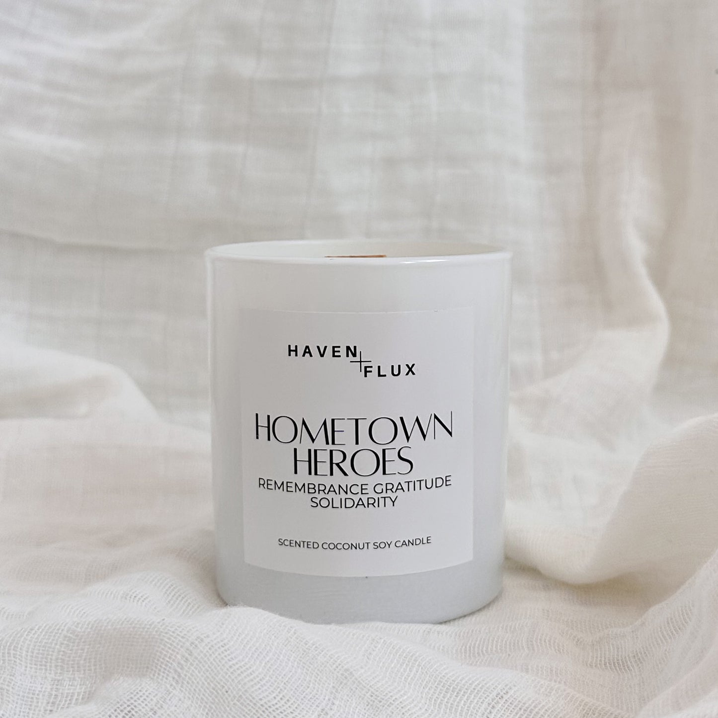 Non-Toxic Coconut Soy Wax Wooden Wick Hometown Heroes Veteran Intention Candle for Mental Health