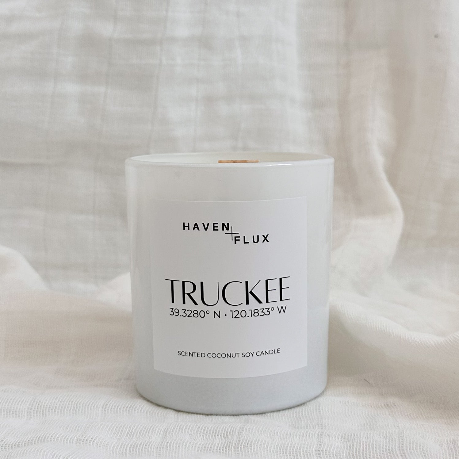 Non-Toxic Coconut Soy Wax Wooden Wick Truckee California Coordinate Candle for Mental Health